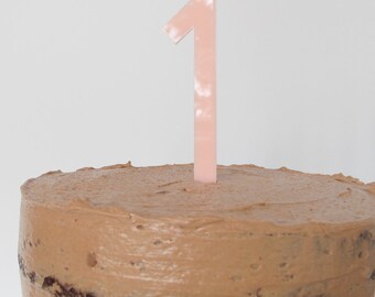 Blush pink plexiglass number cake topper decoration