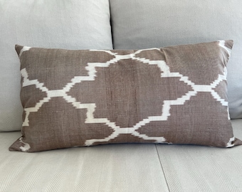 Silk Waterwave Taffeta Ikat Burgundy Cushion Cover  Approx 62cm x 34cm