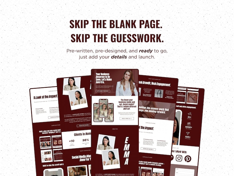 Minimal Burgundy Social Media Management Marketing Portfolio Canva ...