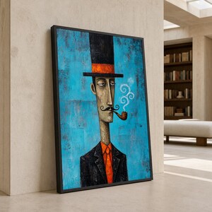 Man with Pipe Canvas Wall Art, Portrait