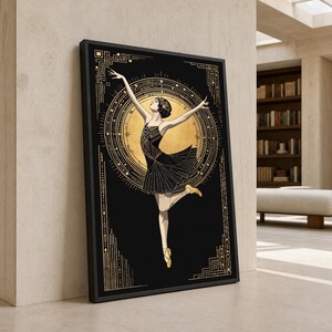 Dancer in Art Deco Style Canvas Wall Art, Flapper, Art Deco Design