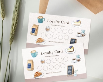 Modèle de carte de fidélité pour café, carte à points modifiable (téléchargement numérique)