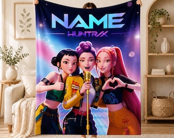 Manta personalizada, macia, com nome, palco, demônio, fã de Kpop, decoração para quarto.