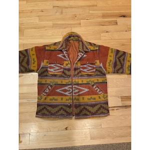 Vintage 70s Pendleton Native wool Aztec navajo mexico blanket jacket