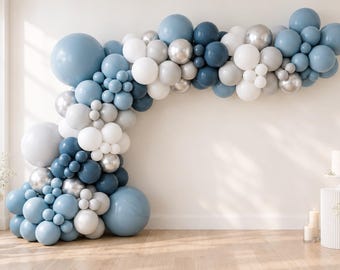 Ballonggirlang-kit i dusty blue, 140-delars båge, dekoration till babyshower och bröllop