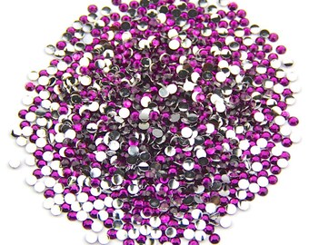 MajorCrafts® Dark Purple AB Flat Back Round Resin Rhinestones Embellishments C82