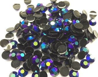 MajorCrafts® Dark Purple AB Flat Back Round Resin Rhinestones Embellishments C82