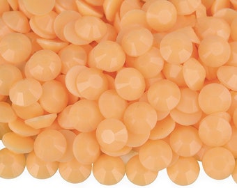 MajorCrafts Opaque Pastel Peach Orange Jelly Flat Back Round 14 Facets Resin Rhinestones C204