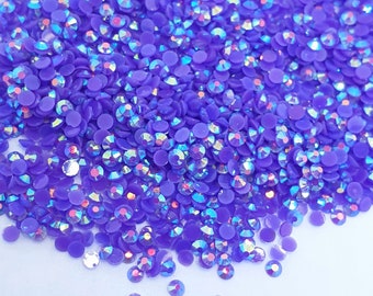 MajorCrafts Royal Purple AB Flat Back Round 14 Facets Resin Rhinestones C65