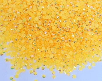 MajorCrafts Royal Yellow AB Flat Back Round 14 Facets Resin Rhinestones C63