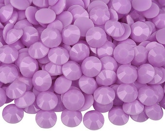 MajorCrafts Opaque Pastel Lilac Purple Jelly Flat Back Round 14 Facets Resin Rhinestones C208