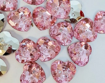 MajorCrafts 44pcs 13mm Light Pink 2 Holes Heart Small Acrylic Sewing Buttons