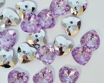 MajorCrafts 44pcs 13mm Lilac Purple 2 Holes Heart Small Acrylic Sewing Buttons