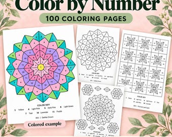 Dibujos para colorear con patrones de flores de mandala por números para adultos