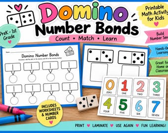Actividad de matemáticas para preescolar: conteo, juego de emparejamiento de números, centro de matemáticas para jardín de infantes