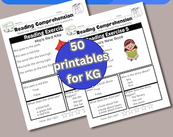 Hojas de trabajo de lectura para preescolar en casa: textos de comprensión para la educación en casa o en el aula.