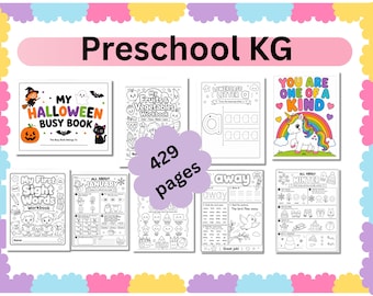 Paquete de aprendizaje preescolar Pre-K, 429 hojas de trabajo y actividades imprimibles, plan de estudios preescolar para educación en el hogar.