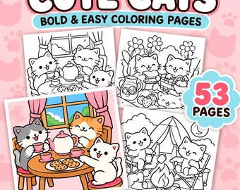 Dibujos para colorear de gatos haciendo cosas de humanos: 53 escenas acogedoras, PDF imprimible