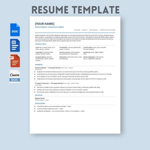 Engenheiro de Sistemas | Modelo de Currículo V1 | Google Docs, Canva, Microsoft Word