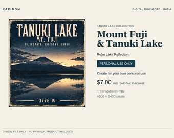 Monte Fuji PNG, Lago Tanuki Gráfico de viaje retro, Uso personal