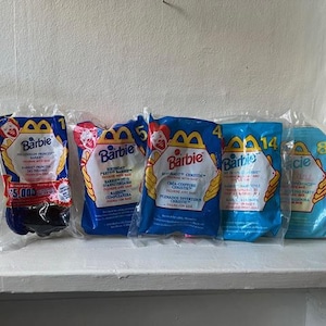 Vintage 90s McDonald&#39;s BARBIE Unopened Happy Meal Toy Lot Of 5 Items Assorted