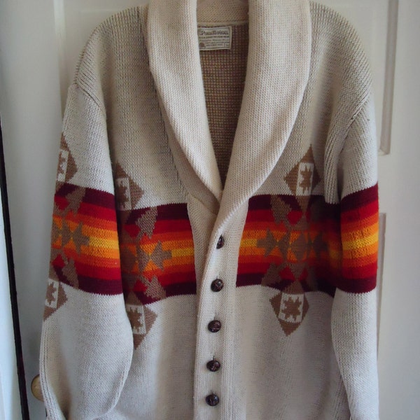 Vintage 70 s Pendleton Navajo Cardigan Sweater sz L