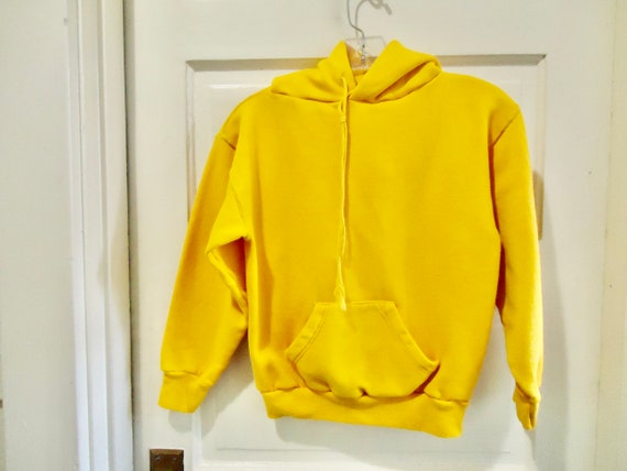 Vintage 70s/80s Distressed Yellow Hoodie Pullover… - image 1