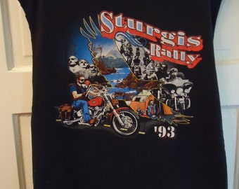 Vintage 90s STURGIS RALLY Sleeveless Biker Shirt sz M