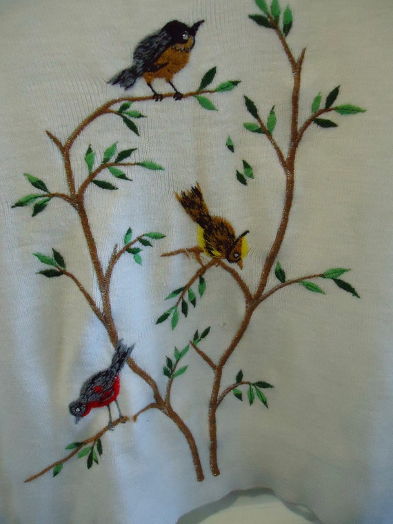 Vintage 60s/70s LeRoy Brand Embroidered BIRD Swea… - image 2