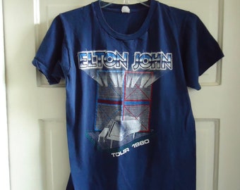 Vintage 80s ELTON JOHN Tour T Shirt sz S