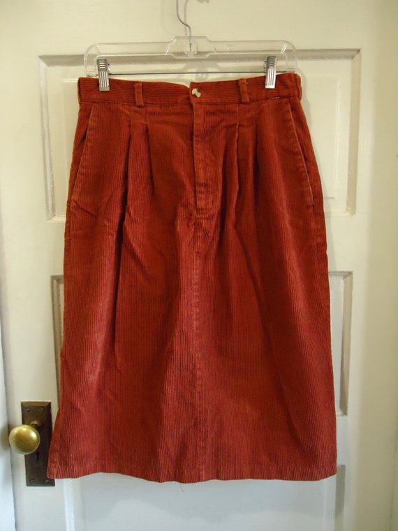 Vintage 90s Corduroy Cottagecore Mid Length Skirt 