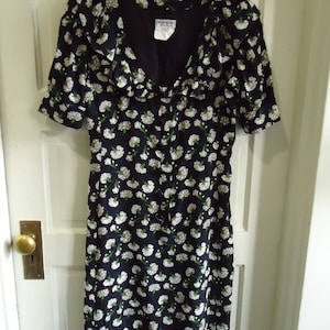 Vintage 90s Yves Saint Laurent YSL Rive Gauche Silk Floral Dress
