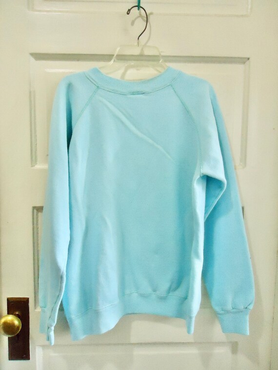 Vintage 80s/90s PASTEL Aqua Crewneck Sweatshirt P… - image 2