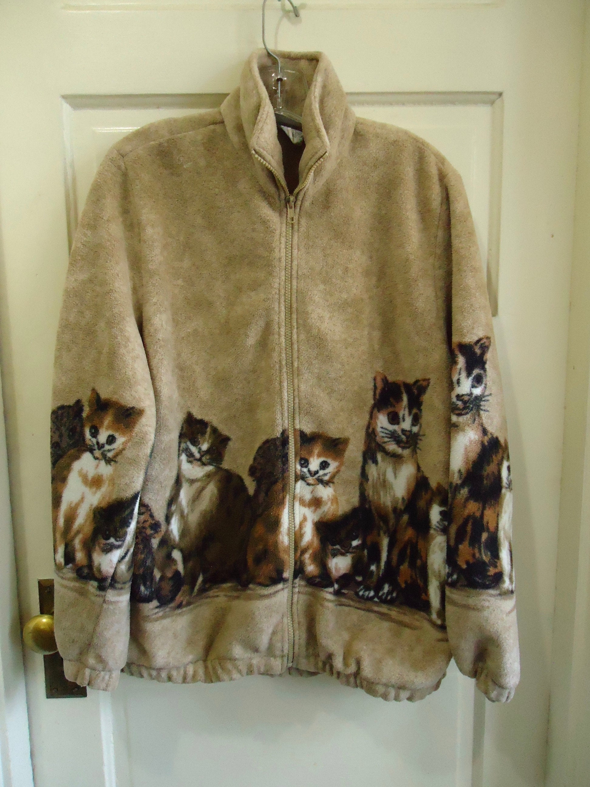 Vintage 90s Cozy CATS BLAIR Brand Soft and Cuddly Fleece Jacket Sz