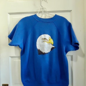 Vintage 80s EAGLE Graphic Print Short Sleeve Crew Sweatshirt sz M