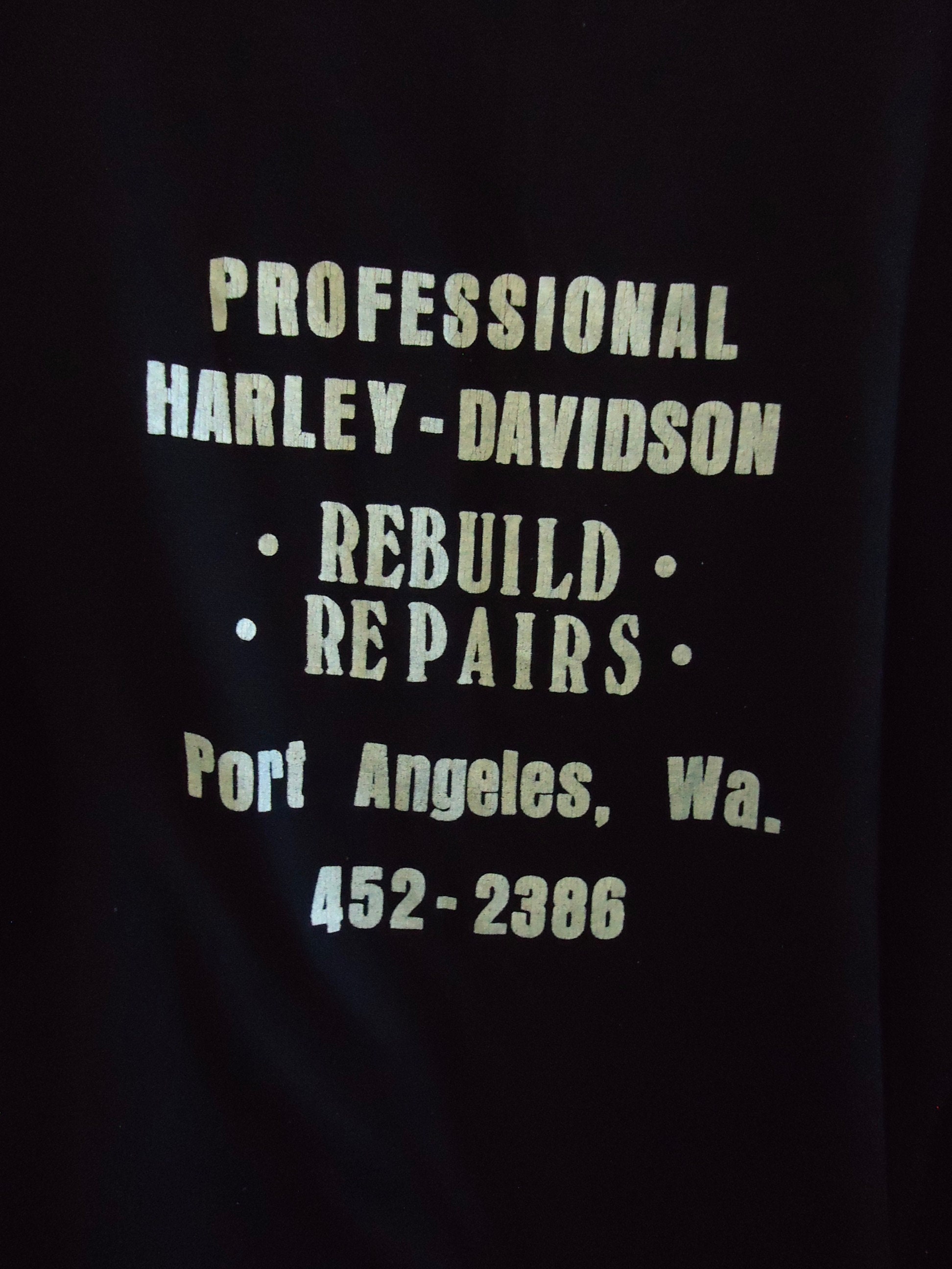Vintage 80s Jerzees Tag HARLEY DAVIDSON Bike Shop T Shirt 50/50 Sz 