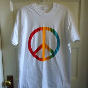 Vintage 80s Bright PEACE SIGN Graphic T Shirt sz M