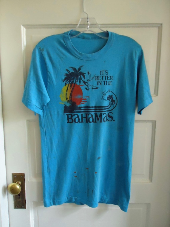 Vintage 80s Better in the BAHAMAS TRASHED T Shirt… - image 1