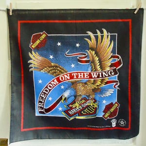 Vintage80s/90s HARLEY Davidson Freedom On The Wing Eagle Print Bandana Standard Size Made In USA