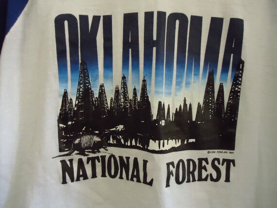Vintage 80s OKLAHOMA National Forest Souvenir Rag… - image 2