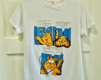 Vintage 80s Morris the Cat T-shirt 9lives Advertising Orange Tabby