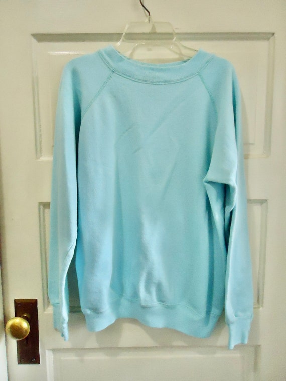 Vintage 80s/90s PASTEL Aqua Crewneck Sweatshirt P… - image 1