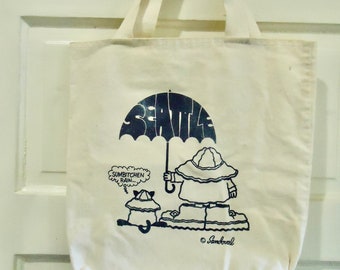 Vintage 70s/80s SEATTLE Rain Humor Comedic TOTE Bag