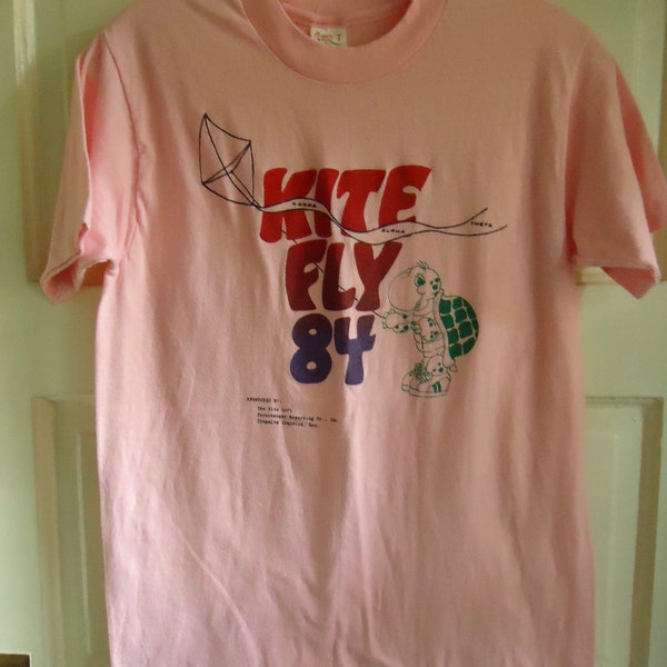 Vintage 80s Kappa Alpha Theta KITE FLY Sorority Event T Shirt sz XS/S