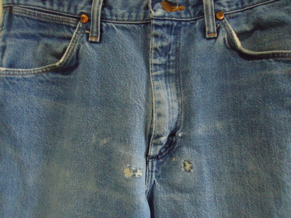 Vintage 80s/90s WRANGLER Distressed Cowboy Jeans … - image 3