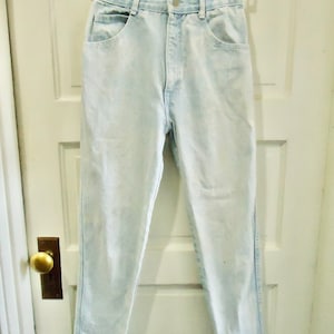 Vintage 80s ACID WASH Skinny High Waist Jeans Sloane Sport Brand Distressed sz 26&quot; Waist x 25.5&quot; Length