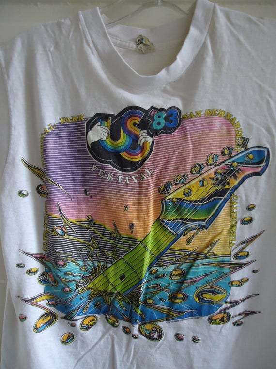 Vintage 80s US FESTIVAL '83 Trashed Muscle T Shir… - image 2