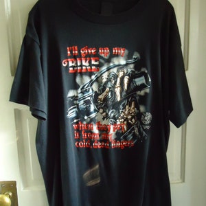 Vintage 1990 Just Brass 3D Emblem Biker Skeleton T Shirt sz M/L