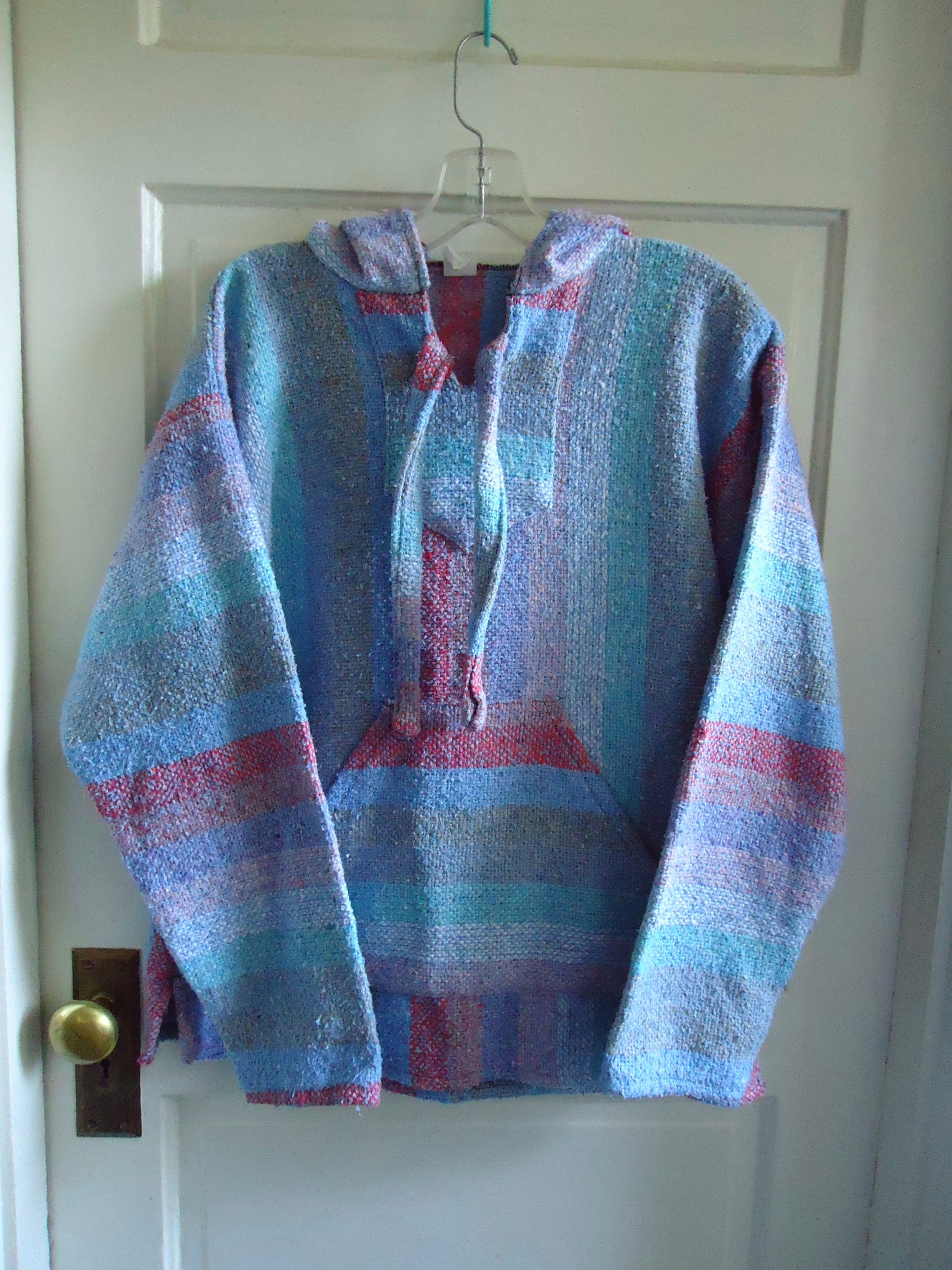 Vintage 90s Pastel Striped Mexican Baja DRUG RUG Pullover Etsy