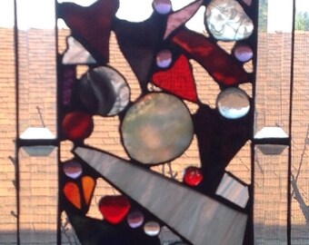 Stainned glass "Hearts" window panel